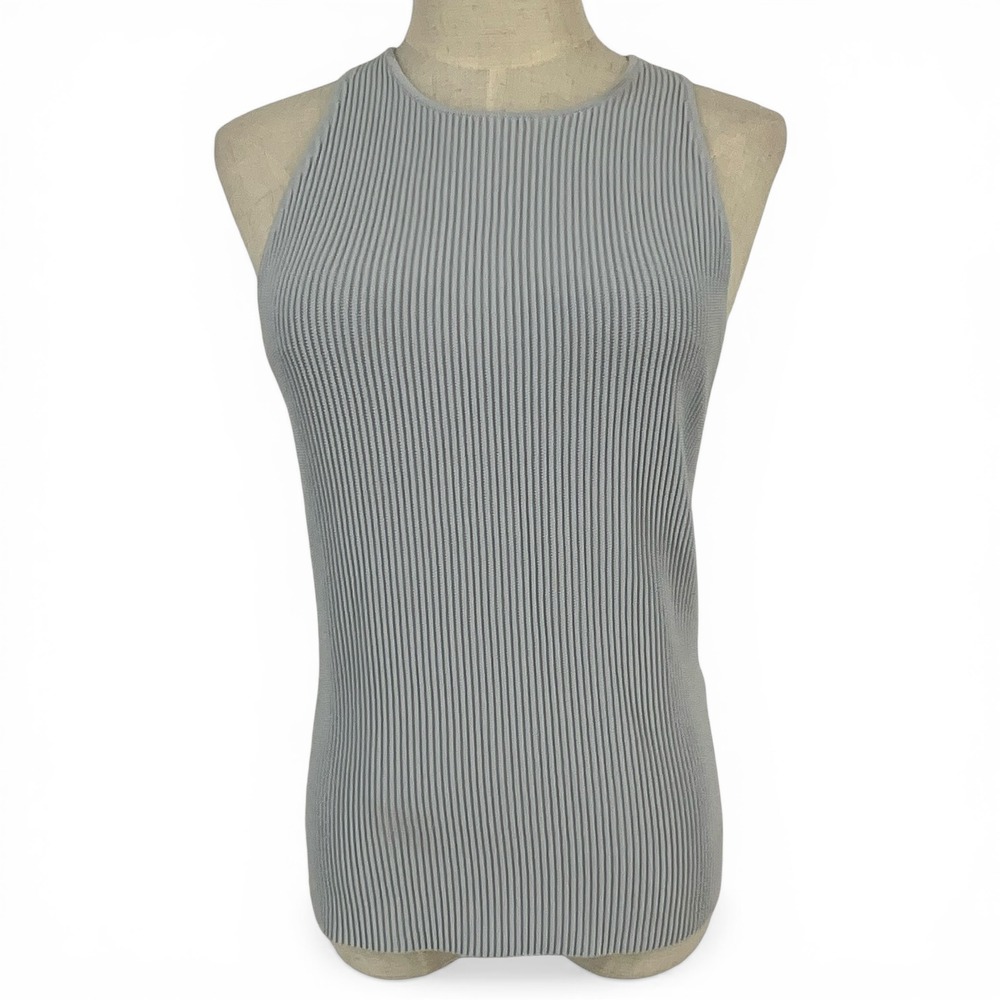 Banana Republic Womens Ribbed Knit Tank Top Light Blue Gray Sleeveless Sz‎ M